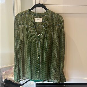 Ba&sh Emerald and Gold Patterned Blouse